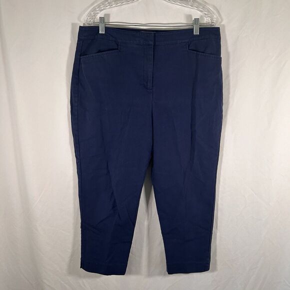 Chico's Pants Women's 14 Blue Crop Fabulously Slimming Pockets High Rise - Picture 1 of 8